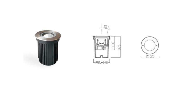 LED COB 15W 15° Tilted Inground Light HYD-JZL14619