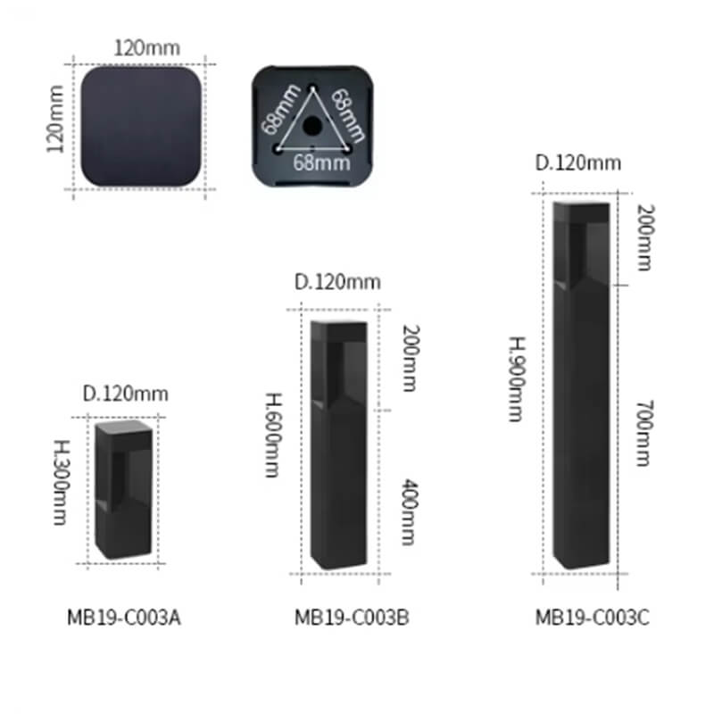 Parameter of LED Bollard Lights MB19-C003